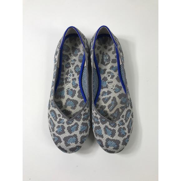 Rothy's Women's 9 Flats Gray Blue Animal Print Casual Comfy Slip op Travel Vaca - Picture 1 of 8